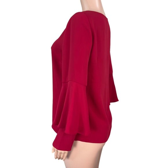 Chicos Womens 0 (4/6)Red Top Blouse Ruffle-Long Sleeve Classic Christmas Holiday - Picture 13 of 16